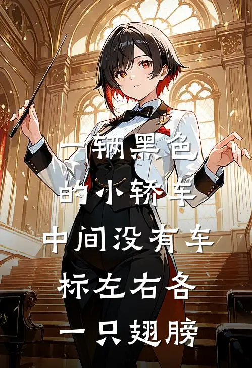 一辆黑色的小轿车,中间没有车标左右各一只翅膀