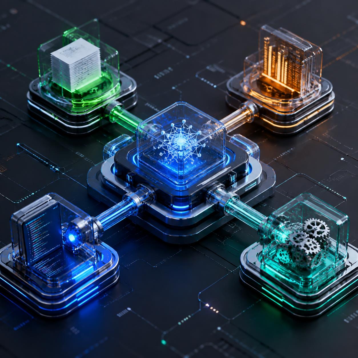 API中转站模型策略中枢 3D 渲染图