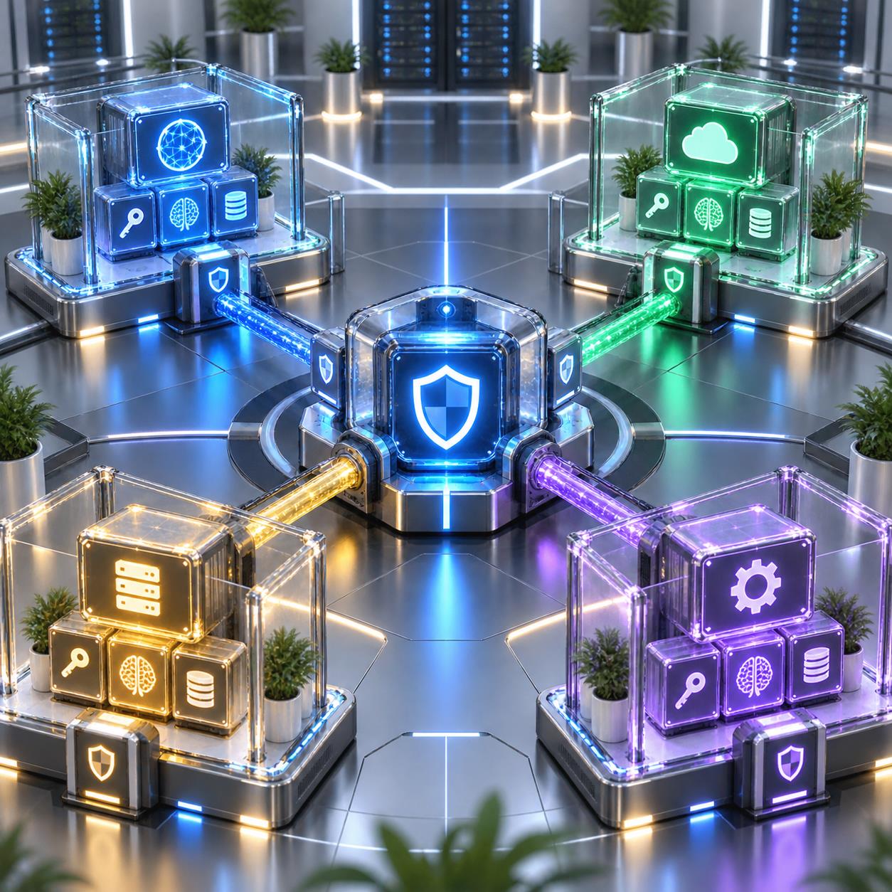 API中转站多项目 Profile 管理 3D 科技渲染图